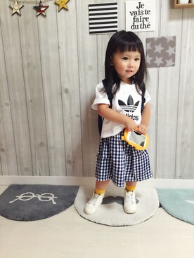 「切り絵プリント」｜ANNAさん（キッズ・90cm）の夏コーディネート