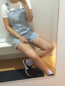「アイテム（サロペット/オーバーオール）」を使った、Shinjyu   Reidさん（レディース・175cm・10代）の夏コーディネート