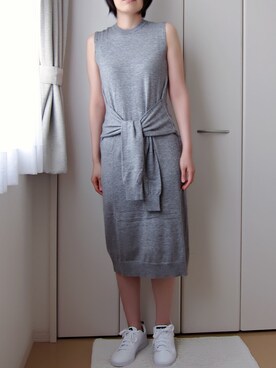 「DHOLIC（ディーホリック）のアイテム（ワンピース、グレー系）」を使った、Yaziさん（レディース・162cm）の秋コーディネート
