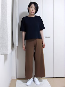 「UNIQLO（ユニクロ）のアイテム（シャツ/ブラウス、ブルー系）」を使った、Yaziさん（レディース・162cm）の秋コーディネート
