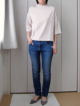 「ZARA（ザラ）のアイテム（デニムパンツ、ブルー系）」を使った、Yaziさん（レディース・162cm）の秋コーディネート