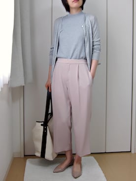 「UNIQLO（ユニクロ）のWOMEN UVカットノースリーブセーター（ニット/セーター、グレー系）」を使った、Yaziさん（レディース・162cm）の秋コーディネート