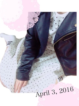 「AS KNOW AS plus（アズノゥアズプラス）のアイテム（ライダースジャケット）」を使った、あさ(･ω･)さん（レディース・158cm）の春コーディネート