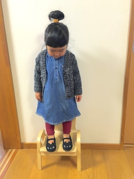 「HusHusH（ハッシュアッシュ）のアイテム（シャツワンピース）」を使った、yuzu_mizuさん（キッズ・80cm）の冬コーディネート