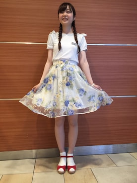 「花柄 スカート」｜「アイテム（サンダル）」を使った、ORientalTRaffic さんすて岡山店さん（レディース・152cm）の夏コーディネート