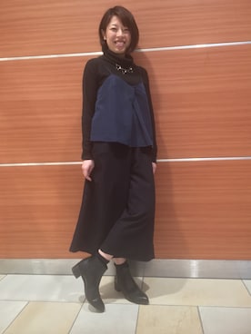 ブーツを使った「ガウチョパンツ」の人気ファッションコーディネート