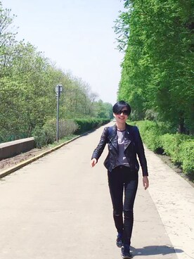 「ONLY（オンリー）のアイテム（ライダースジャケット）」を使った、瓦蓝-衣橱大爆炸さん（レディース・168cm）の秋コーディネート