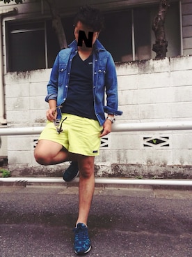 「アイテム（イエロー系）」を使った、Nさん（メンズ・170cm）の夏コーディネート