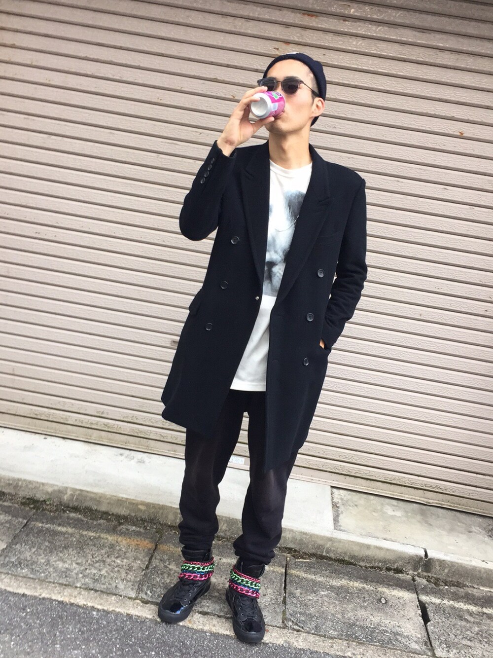 JOHN LAWRENCE SULLIVAN ブラックピーコート JOHN LAWRENCE SULLIVANの