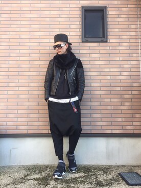 「Acne Studios（アクネストゥディオズ）のアイテム（ライダースジャケット）」を使った、manabxxkさん（メンズ・184cm）の秋コーディネート