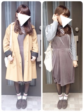 「タイツ×靴下」｜「アイテム（その他シューズ）」を使った、木の子さん（レディース・153cm）の冬コーディネート