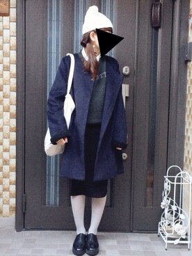 「ネイル」｜「アイテム（その他アウター）」を使った、木の子さん（レディース・153cm）の冬コーディネート