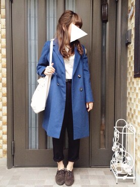 「ウエストイン」｜「アイテム（チェスターコート）」を使った、木の子さん（レディース・153cm）の冬コーディネート