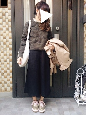 「スウェット×シャツ」｜木の子さん（レディース・153cm）の春コーディネート