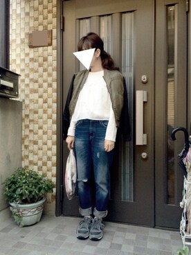 「透けトップス」｜「アイテム（その他アウター）」を使った、木の子さん（レディース・153cm）の春コーディネート