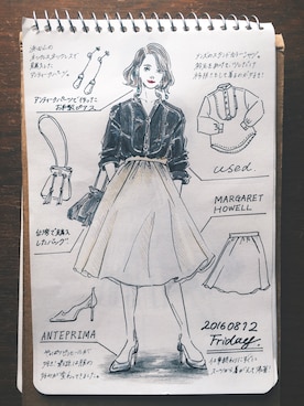 「MARGARET HOWEEL」｜「アイテム（スカート）」を使った、izumiさん（レディース・156cm）の秋コーディネート