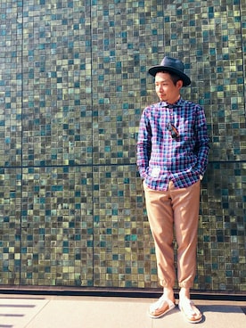 「JUNRED（ジュンレッド）のアイテム（帽子）」を使った、fuzeeさん（メンズ・175cm）の春コーディネート