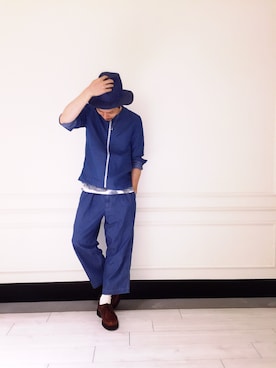 「ノーカラージャケット」｜fuzeeさん（メンズ・175cm）の夏コーディネート