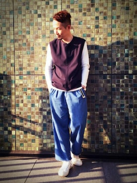 「JUNRED（ジュンレッド）のアイテム（デニムパンツ）」を使った、fuzeeさん（メンズ・175cm）の春コーディネート