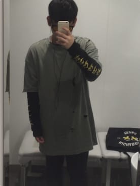 「Faith（-）のアイテム（Tシャツ/カットソー）」を使った、しゅーまさん（メンズ・172cm）の秋コーディネート