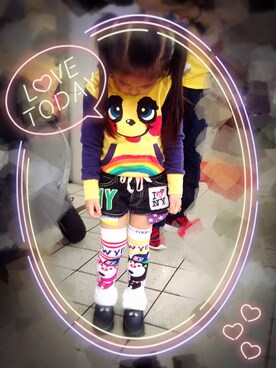 「子供服」｜「アイテム（モカシン/デッキシューズ）」を使った、MiniQさん（キッズ・100cm）の春コーディネート