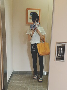 「アイテム（トートバッグ、オレンジ系）」を使った、あきさん（レディース・154cm）の夏コーディネート