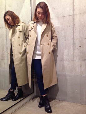 「Johnbull Private labo（ジョンブルプライベートラボ）のアイテム（トレンチコート）」を使った、MAIさん（レディース・164cm）の秋コーディネート