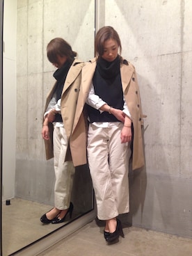 「アイテム（デニムパンツ、ベージュ系）」を使った、MAIさん（レディース・164cm）の冬コーディネート