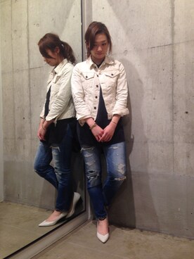 「Johnbull Private labo（ジョンブルプライベートラボ）のアイテム（デニムジャケット）」を使った、MAIさん（レディース・164cm）の春コーディネート