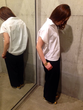 「DUL DE VERRE（ダルデベール）のワイドパンツ（スラックス）」を使った、MAIさん（レディース・164cm）の春コーディネート