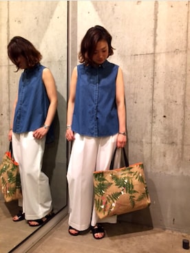 「Johnbull Private labo（ジョンブルプライベートラボ）のアイテム（スラックス）」を使った、MAIさん（レディース・164cm）の春コーディネート