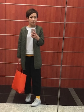 「アイテム（トートバッグ、オレンジ系）」を使った、MichelleKさん（レディース・155cm）の春コーディネート