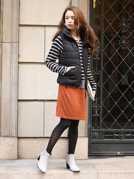 「裾シャツ」｜フェリーニさん（レディース・156cm）の秋コーディネート