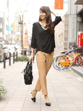 「ブラウスコーデ」｜フェリーニさん（レディース・166cm）の秋コーディネート