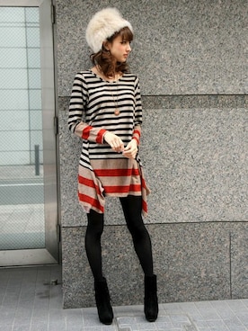 「アイテム（ワンピース/ドレス、レッド系）」を使った、フェリーニさん（レディース・166cm）の秋コーディネート