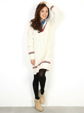 「ダンガリーシャツ」｜「アイテム（ワンピース/ドレス）」を使った、フェリーニさん（レディース・162cm）の秋コーディネート
