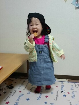 「OSHKOSH（オシュコシュ）のアイテム（ワンピース/ドレス）」を使った、☆saaya☆ さん（キッズ・70cm）の秋コーディネート