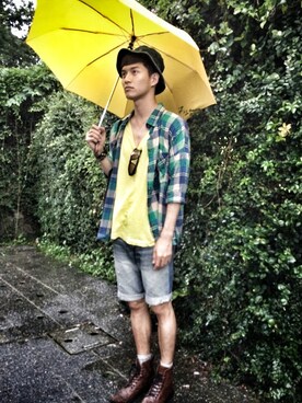 「TAKEO KIKUCHI（タケオキクチ）のアイテム（ブーツ）」を使った、pteroさん（メンズ・178cm）の夏コーディネート