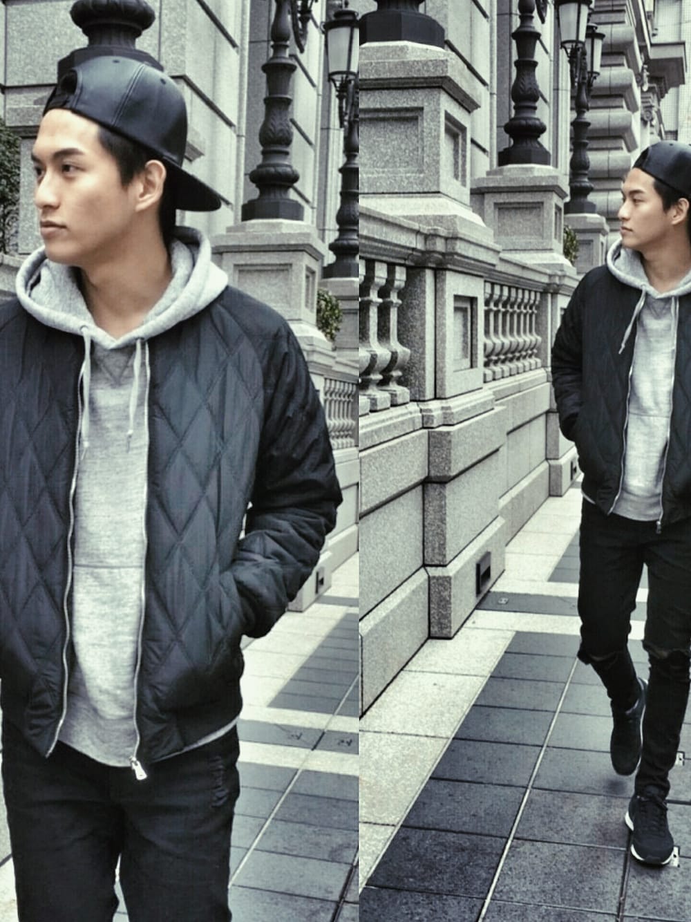 「UNIQLOのアイテム（パーカー、グレー系）」を使った、pteroさん（メンズ・178cm）の春コーディネートの1枚目の写真
