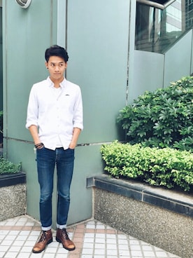 「TAKEO KIKUCHI（タケオキクチ）のアイテム（ブーツ）」を使った、pteroさん（メンズ・178cm）の秋コーディネート