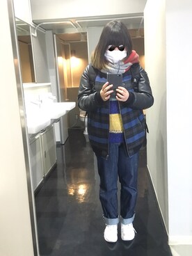 「Honeys（ハニーズ）のアイテム（スタジャン）」を使った、NoMさん（レディース・153cm）の冬コーディネート