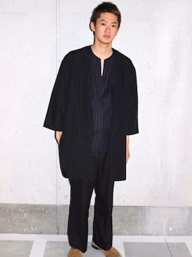 「撮影」｜「アイテム（スラックス）」を使った、ketaさん（メンズ・179cm）の夏コーディネート