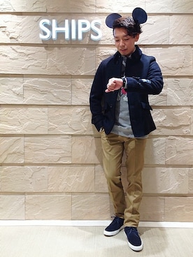 「スエードシューズ」｜「アイテム（ピーコート）」を使った、石川さん（メンズ・167cm）の秋コーディネート