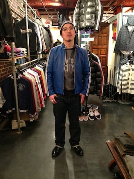「SCHOTT」｜「アイテム（ニットキャップ/ビーニー）」を使った、kawakamiさん（メンズ・171cm）の冬コーディネート