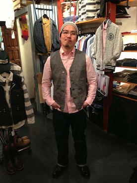 「SCHOTT」｜「アイテム（ニットキャップ/ビーニー）」を使った、kawakamiさん（メンズ・171cm）の春コーディネート