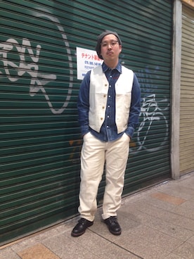 「schott(ショット)のアイテム(ベスト)」を使った、kawakamiさん(メンズ・171cm)の冬コーディネート