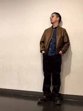 「schott（ショット）のアイテム（MA-1）」を使った、kawakamiさん（メンズ・171cm）の秋コーディネート