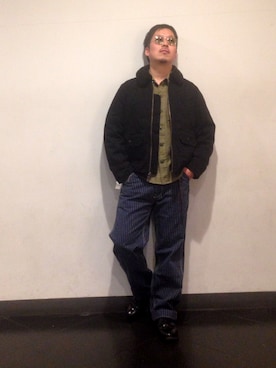 「SCHOTT」｜「アイテム（ミリタリージャケット）」を使った、kawakamiさん（メンズ・171cm）の秋コーディネート