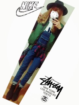 「くつした」｜「アイテム（オールインワン・サロペット）」を使った、enna_028さん（レディース・158cm）の冬コーディネート