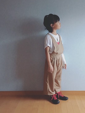 「GLOBAL WORK（グローバルワーク）のアイテム（オールインワン・サロペット）」を使った、Shushu☺︎さん（キッズ・122cm）の夏コーディネート